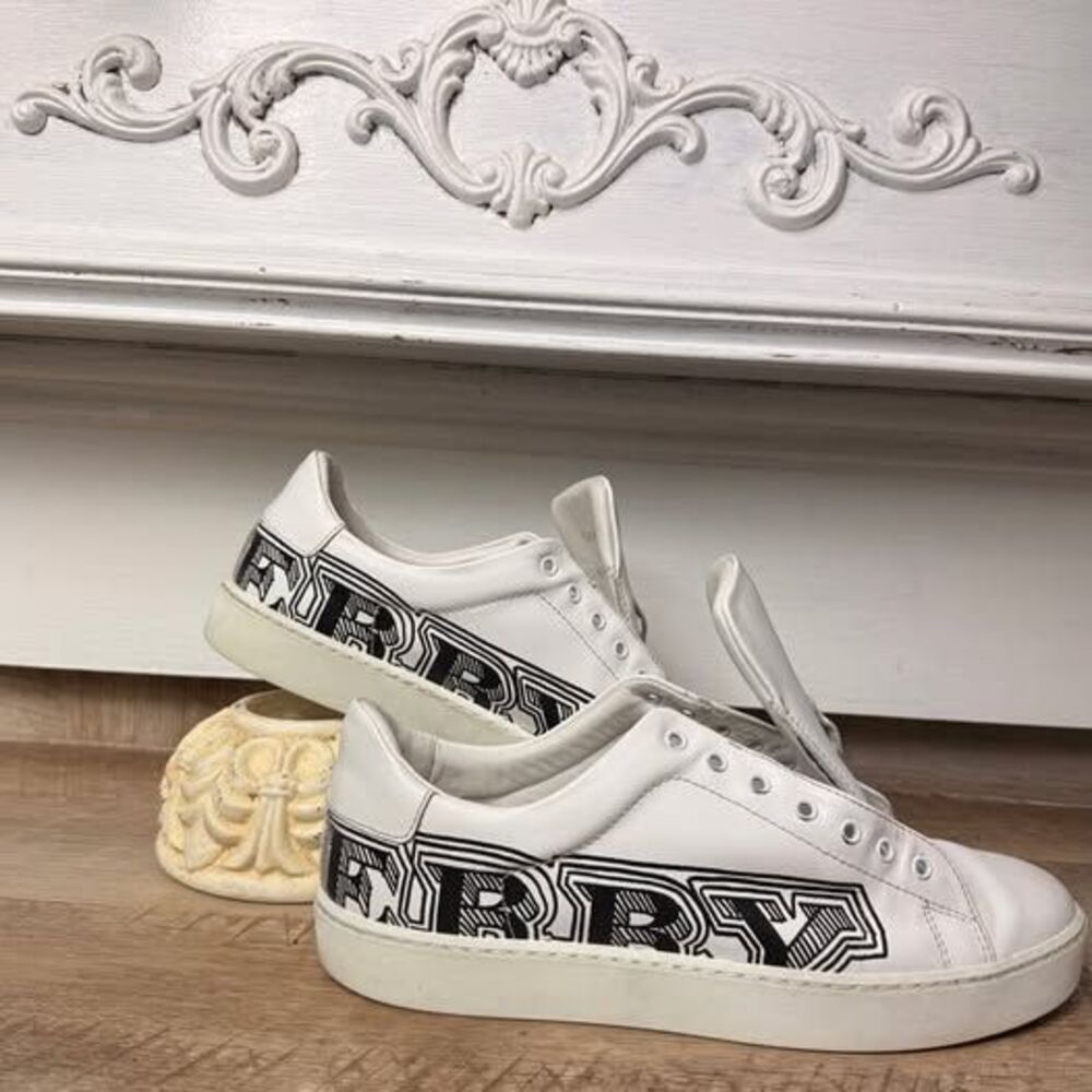 Burberry Albert Doodle Logo Leather Sneakers - Picture 6 of 9
